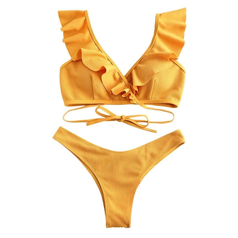 Ribbed bikini set - mustard yellow
